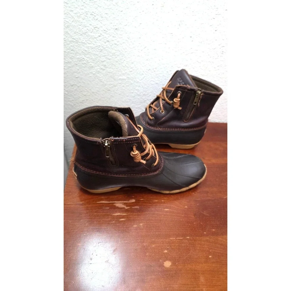 Sperry Women's Brown‎ Duck Rain Boots Size 9.5Waterproof Leather